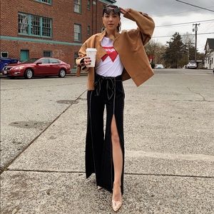 Black open bell bottoms